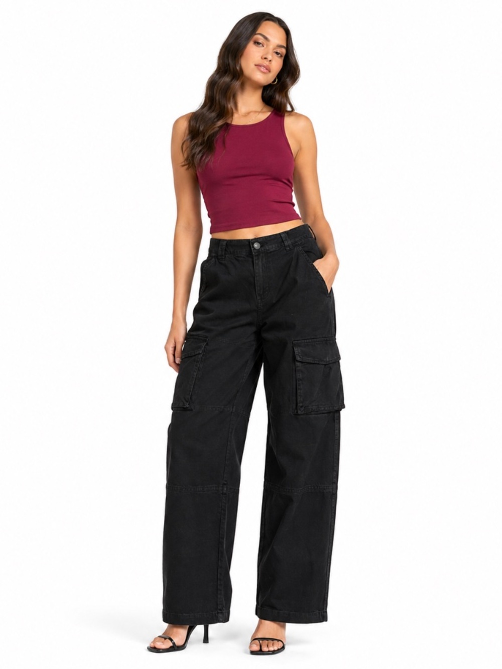 Garage Black Wide Leg Cargo Baggy Pants – Size 7  GUC